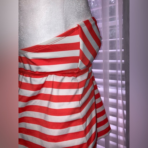 Mossimo Women’s Orange and White Striped Halter Spaghetti Strap Tankini M EUC - Picture 4 of 16